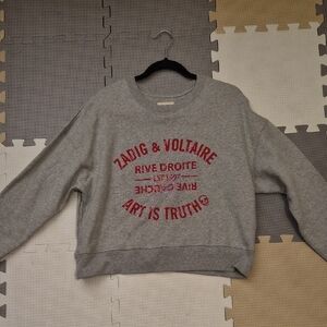 Zadig & Voltaire Gray Sweater with Red Text